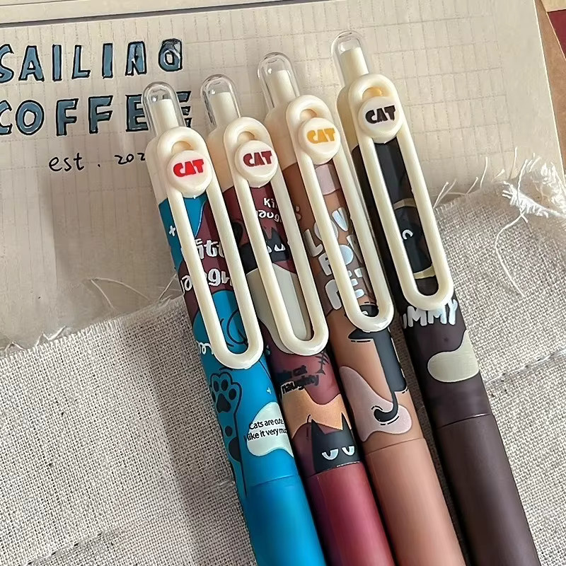 4er-Set Kawaii Katzen-Gelstifte mit 0,5 mm Spitze, bunte Cartoon-Tuschstifte für Schule und Büro - Bild 2