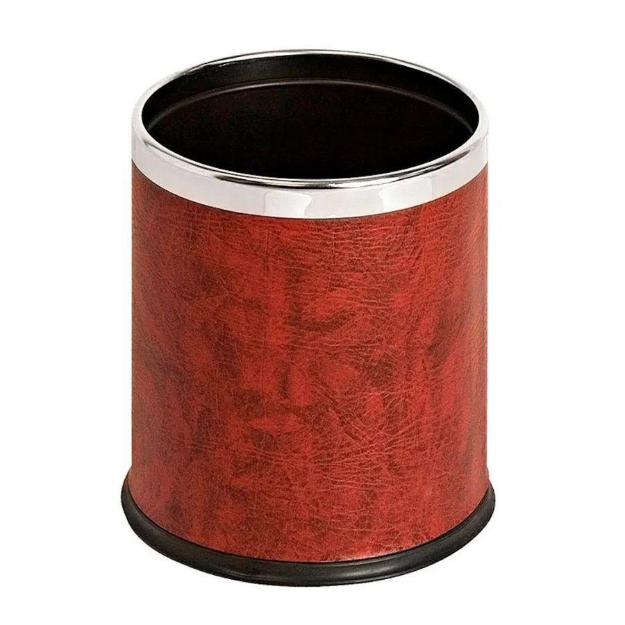 PROREGAL Doppelwandiger Papierkorb in Lederoptik mit mattem Edelstahlrand, Farbe Bordeaux, H: 27,5 cm, Ø: 22,5 cm - Bild 2