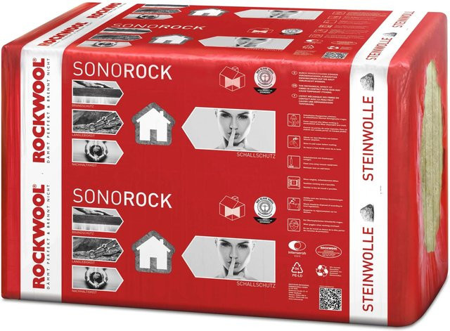 Rockwool Sonorock WLG 040 Trennwandplatte aus Steinwolle, Höhe: 63 cm, Breite: 62,5 cm, Tiefe: 100 mm - Bild 1