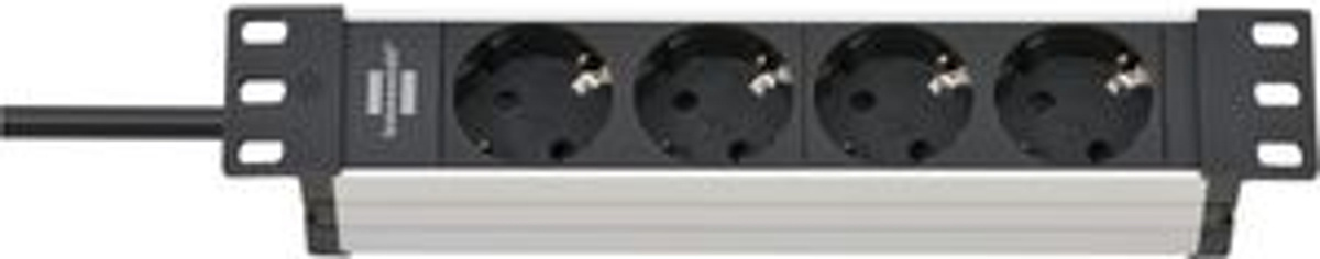 Brennenstuhl Alu-Line 10" Einbau-Steckdosenleiste 4-fach in Schwarz und Silber mit 2m Kabel und 45° Anordnung - Bild 5