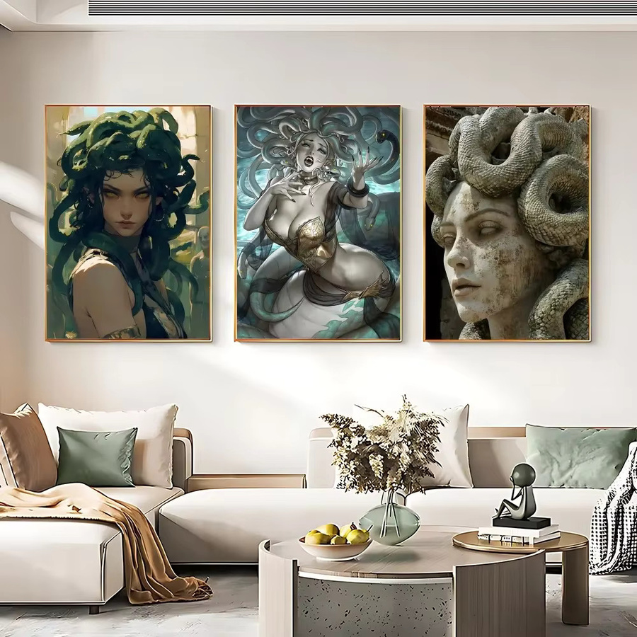 M-Medusa Leinwand Wandbild Medusa Portrait als Wandkunst für deine Wohnzimmer Dekoration, Höhe: 20 cm, Breite: 15 cm - Bild 3