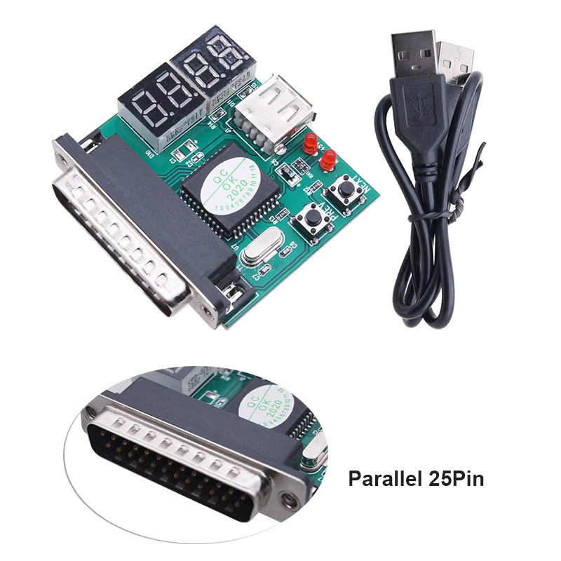 OULLX 25Pin Diagnosekarte mit USB Parallel Port für Laptop und Computer Motherboard als 4-stelliger Post Tester Analysator in Multicolor - Bild 3