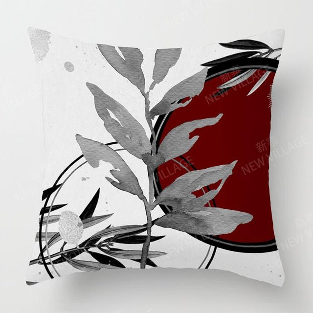 JMG Clothing Personalisiertes Kissen mit floralem Blattdesign in Rot, B/B: 45 x 45 cm - Bild 1