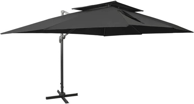 vidaXL Ampelschirm mit Doppeldach in Schwarz aus Polyester und Aluminium, B: 400 cm, T: 300 cm - Bild 1