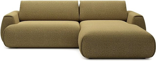 Vente-unique Schlafsofa Monelia in Grün mit L-Form und Chenille-Stoff, Breite: 270 cm - Bild 1