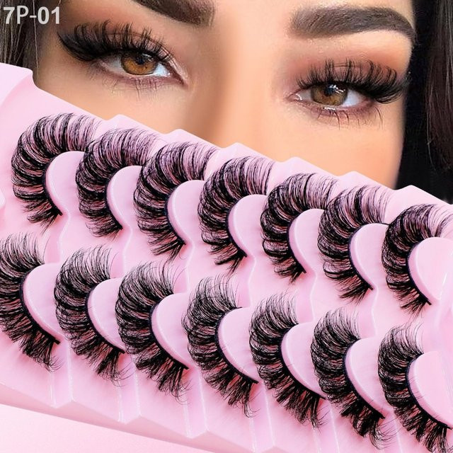 Künstliche Wimpern, schwarz, D-Locke, 7 Paar - Bild 1