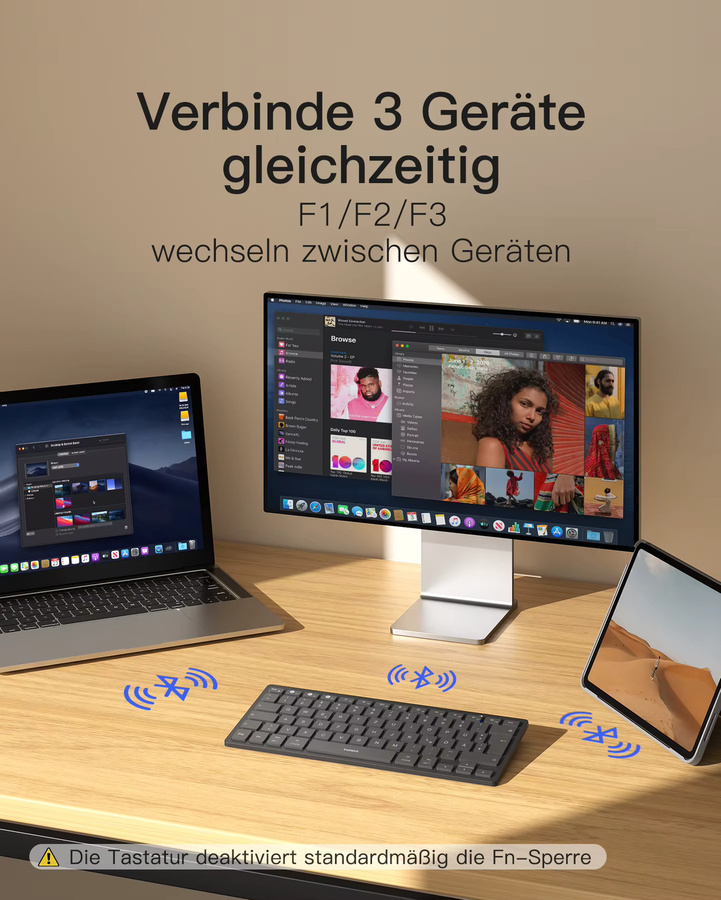 Inateck Bluetooth Tablet Tastatur KB01003 in Schwarz kompatibel mit Android, iOS, Windows PC und iPad - Bild 6