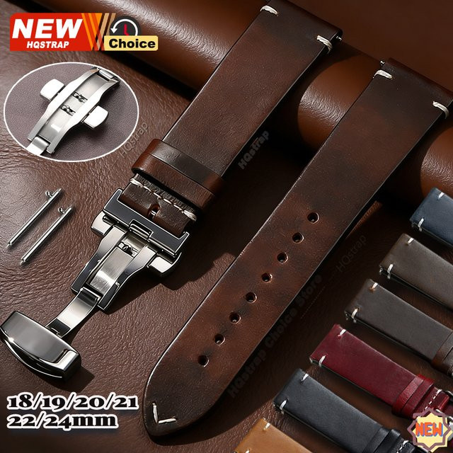 HQstrap Smartwatch Lederarmband, Schmetterlingsverschluss, Leder - Bild 1