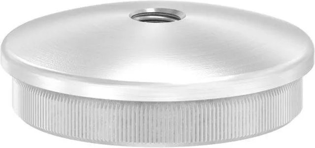 FeNau Endkappe aus Edelstahl V2A in Silber für Rohr Ø 48,3 mm x 2,0 mm mit M8 Gewinde und leichter Wölbung - Bild 1