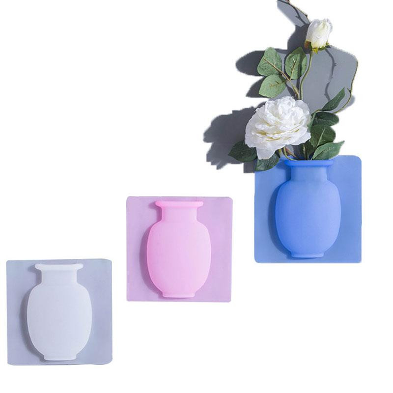 Yiran Furniture Magische Blumenvase aus Silikon mit Saugnapf für Wand, Glas und Kühlschrank, Rosa - Bild 2