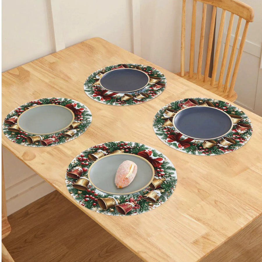 VIKAMA 4-teiliges Weihnachtskranz-Tischset für deine Weihnachtsdekoration - Bild 4