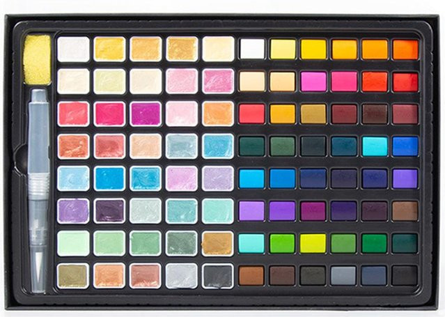 H&B Aquarellfarben-Set mit 88 Farben inklusive 40 Perlglanz-Farben in Multicolour für professionelle Künstler - Bild 1
