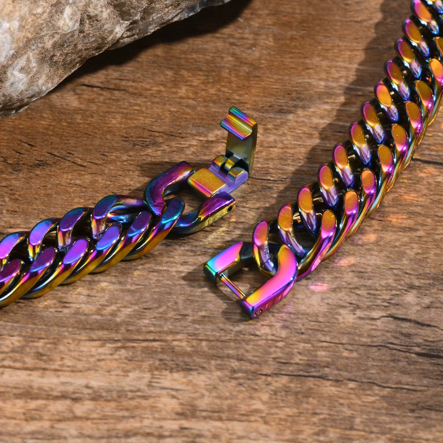 Vnox kubanische Gliederarmbänder, Edelstahl, regenbogenfarben, Unisex - Bild 5