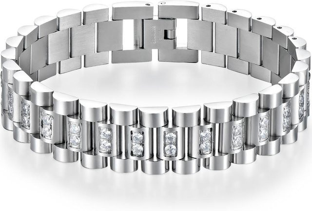 TrustyLan Jewelry Uhrenarmband Edelstahl, Zirkonia, Schwarz, Gold Farbe, Herren - Bild 1
