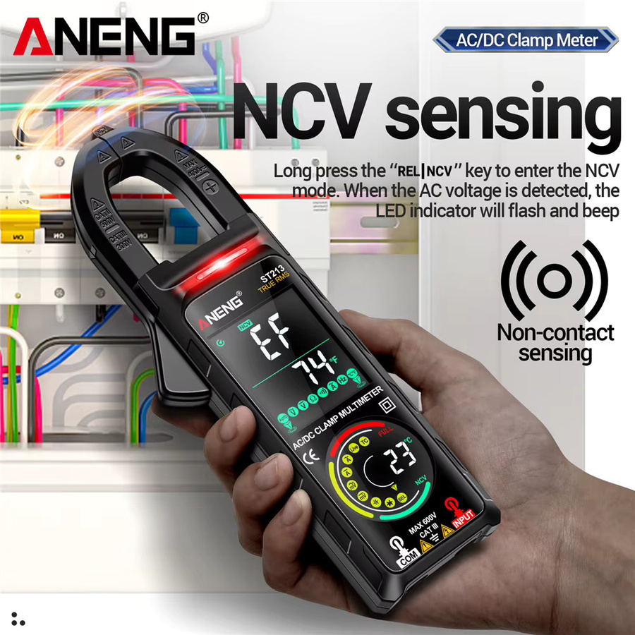 ANENG ST213 Smart Digital Multimeter Zangenmessgerät mit Dual-Display und berührunglosem Detektor in Schwarz - Bild 2