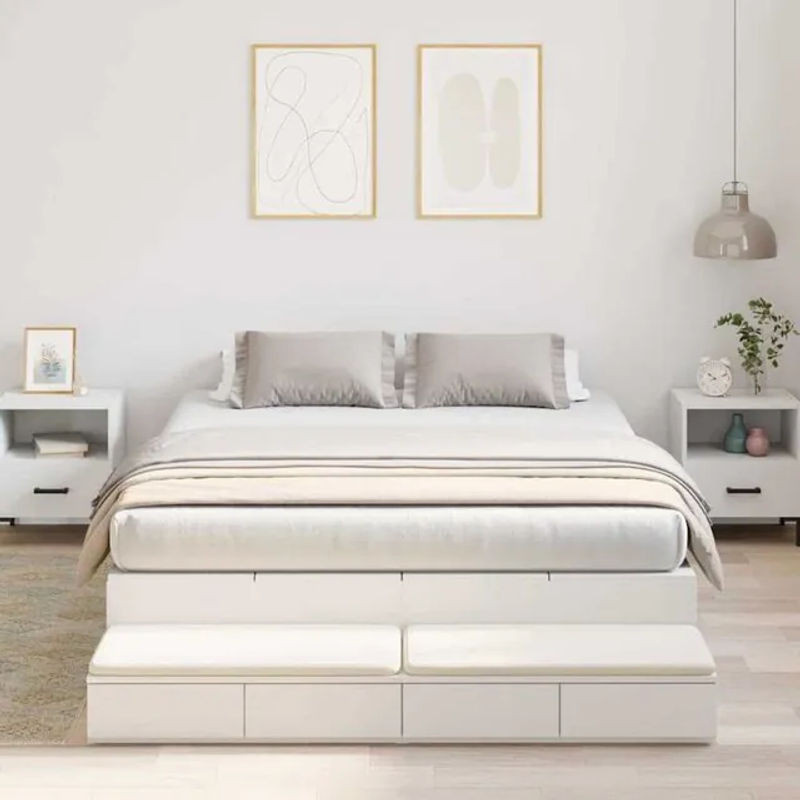 Modernes Funktionsbett mit Stauraum von Vidaxl in Weiß aus Holzwerkstoff, B/T/H: 226,5 x 140 x 31,5 cm - Bild 1