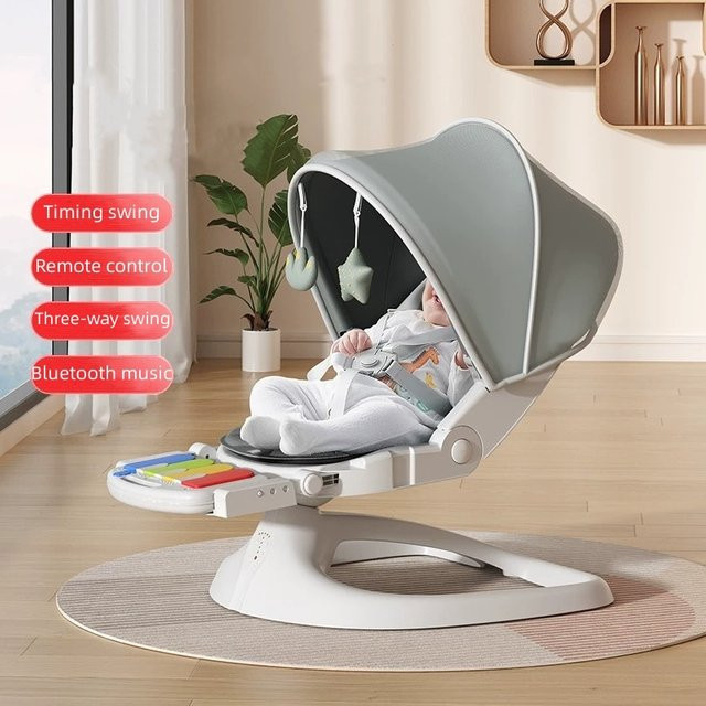Elektrischer Baby-Schaukelstuhl in Weiß zur Beruhigung und zum Einschlafen von Neugeborenen - Bild 1