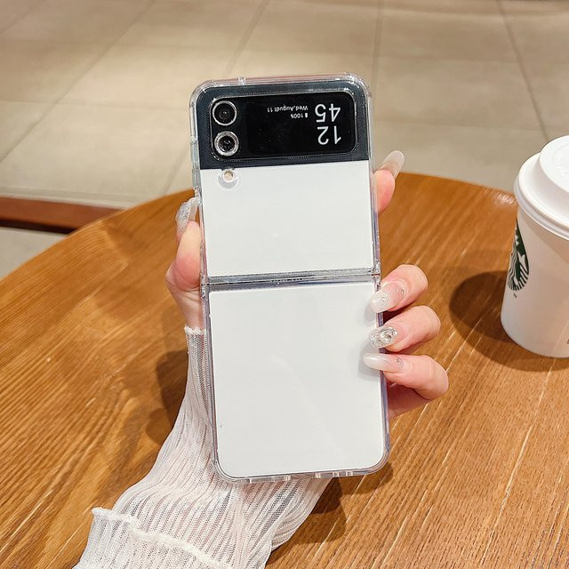 Transparente TPU Handyhülle für Samsung Galaxy Z Flip 6 5G, Z Flip 5 5G, Z Flip 4 5G und Z Flip 3 5G in Weiß - Bild 1