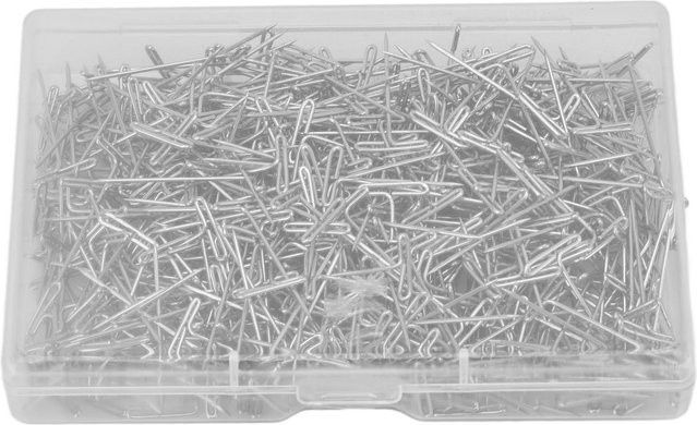 OutsideWorld 500 Stück Edelstahl T-Nadeln in Silber mit Plastikbox zur Perückenbearbeitung, Länge: 2,7 cm - Bild 1