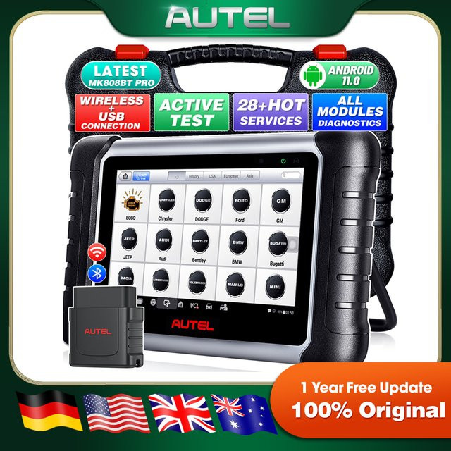 Autel MaxiCOM MK808BT PRO OBD2 Scanner Kfz-Diagnosegerät in Schwarz mit bidirektionaler Diagnose und über 3000 aktiven Tests - Bild 1