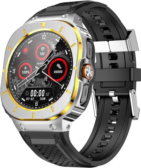 Uhrenarmband Samsung Galaxy Watch Ultra 47mm, Edelstahl, Silikon, Silber, Unisex - Bild 1