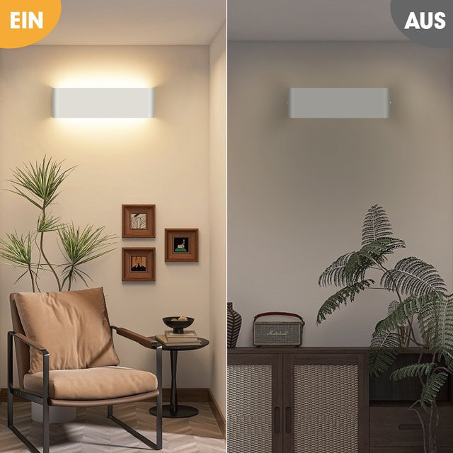 LEOEU LED Innen-Wandleuchte aus Aluminium in Weiß mit Auf- und Abwärtsbeleuchtung, 12W, 3000K Warmweiß, Rechteckig, B/H: 30 x 30 cm - Bild 1