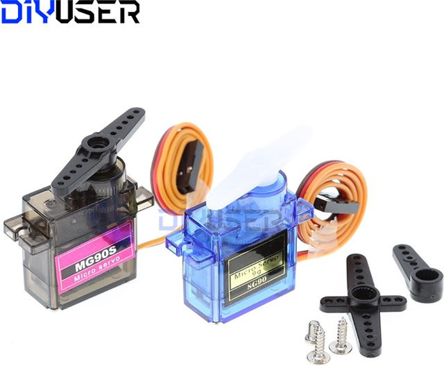 DIYUSER Servo MG90S mit Metallgetriebe oder SG90 mit Kunststoffgetriebe für RC Modellbau, Roboter und DIY Projekte, Farbe: Schwarz - Bild 1