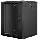 Lanberg Rack Wandschrank 19 Zoll mit Glastür in Schwarz B/T/H: 60 x 60 x 75 cm (15U) - Bild 1