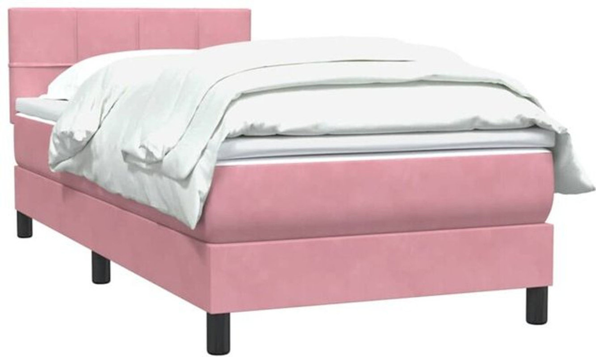 vidaxl Boxspringbett mit Matratze in Rosa und Weiß aus Samt, B/T/H: 80 x 220 x 78 cm - Bild 1