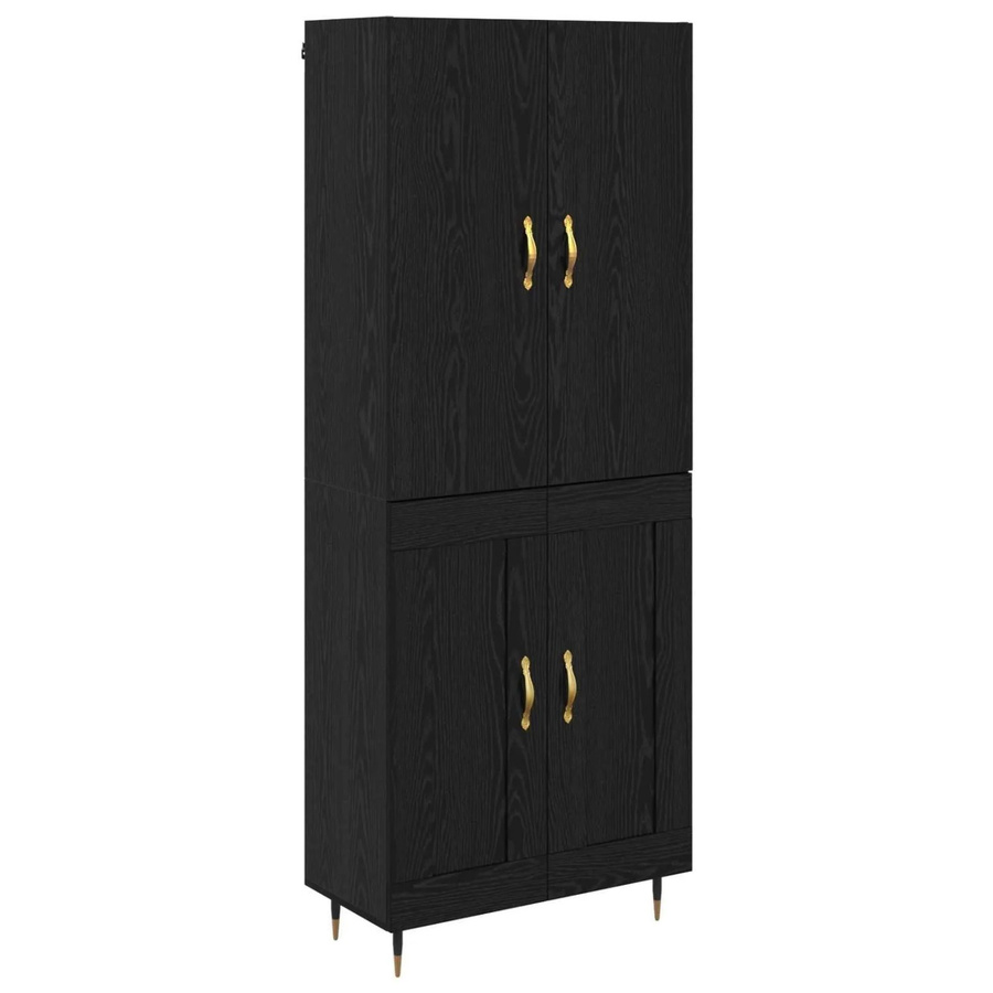vidaXL Highboard in Schwarz und Eichen-Optik aus Holzwerkstoff, B/T/H: 69,5 x 34 x 180 cm - Bild 2