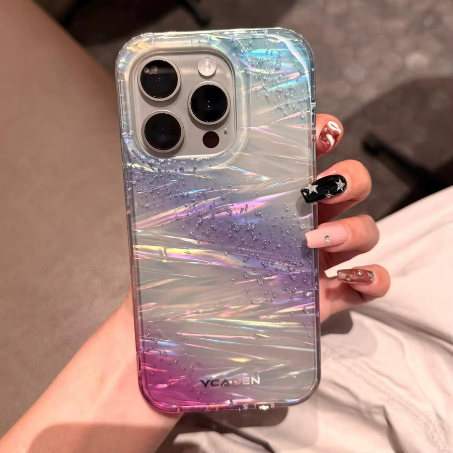 Glitzernde iPhone Hülle mit Sternenhimmel-Muster in Purple und Multicolour für Apple iPhone 17, 16, 15, 14, 13, 12 Pro Max Plus - Bild 1
