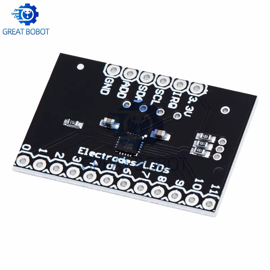 Baishundianzi MPR121 Breakout V12 kapazitives Berührungssensor-Controllermodul mit I2C-Schnittstelle in Schwarz für Arduino-Entwicklungsboards - Bild 2