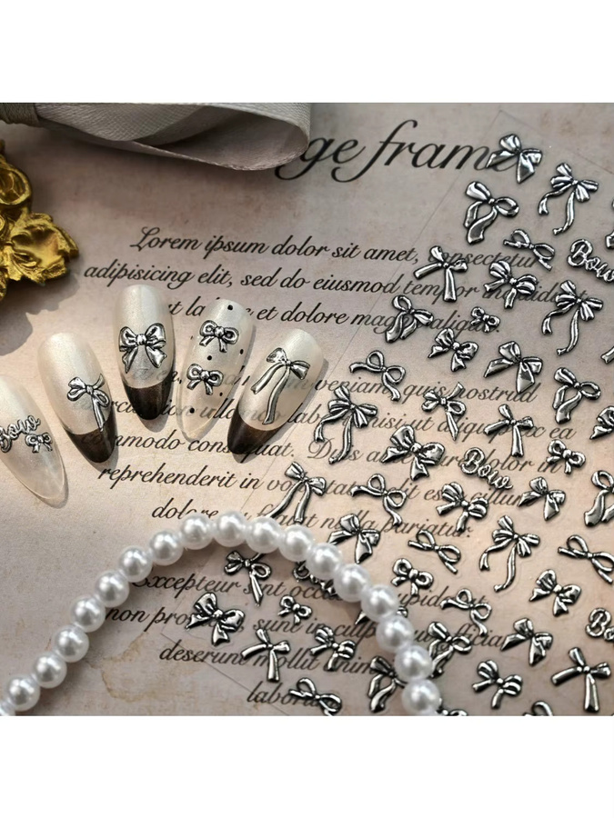 NAILFYOU Nagelkunst-Sticker, Silber, Metallic, Schleifen-Design - Bild 2
