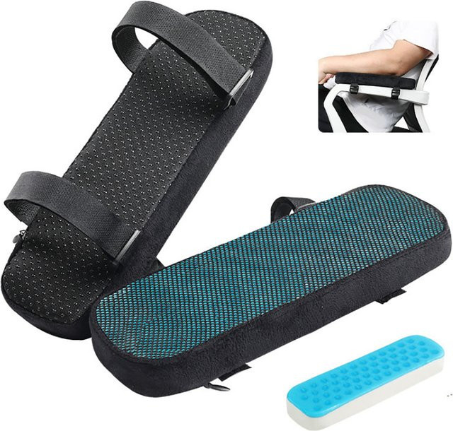 Ergonomische Armlehnenpolster in Schwarz als Set für Bürostühle, Gaming-Stühle und Schreibtischstühle zur Unterstützung deiner Gelenke - Bild 1
