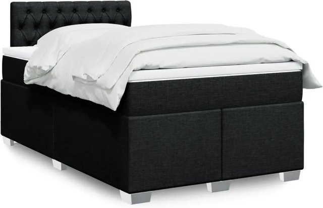 vidaXL Boxspringbett mit Matratze Schwarz, Hybridbett mit USB-Ladeport und Unterbettbeleuchtung, B/T: 120 x 200 cm - Bild 1