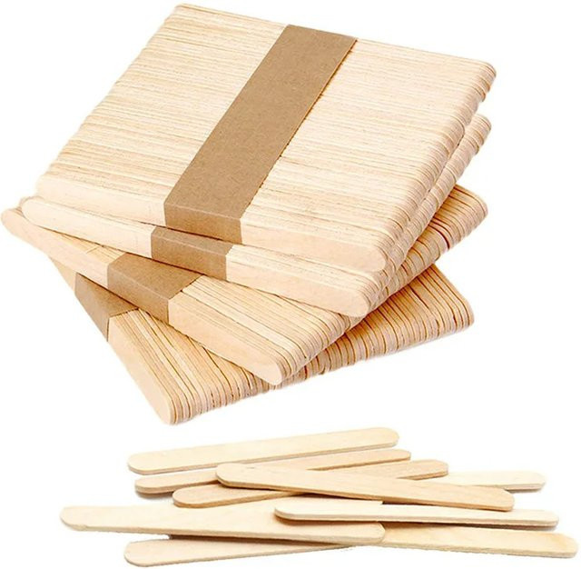 KKYFMM Popsicle Sticks aus natürlichem Holz, 100 Stück, Beige, Länge: 11,4 cm - Bild 1