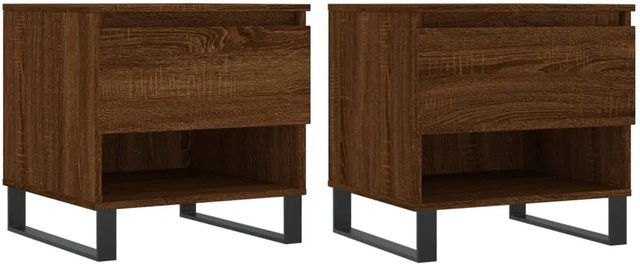 vidaXL Couchtisch Set 2 Stück in Braun Eichen-Optik, modernes Design aus Holzwerkstoff und Metall, B/T/H: 50 x 46 x 50 cm - Bild 1