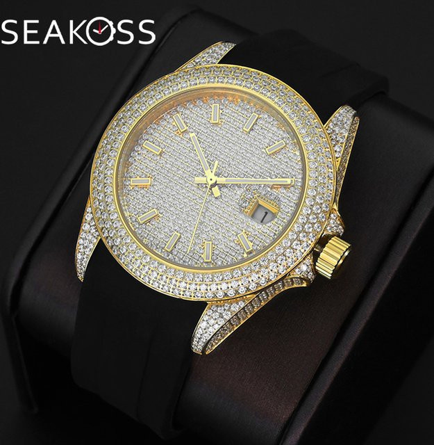 SEAKOSS Armbanduhr Automatik, Edelstahl, Gold, Zirkonia, 41 mm, Herren - Bild 1