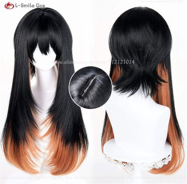 Amo Cosplay Perücke, Schwarz Orange, Synthetisches Haar, Unisex - Bild 1