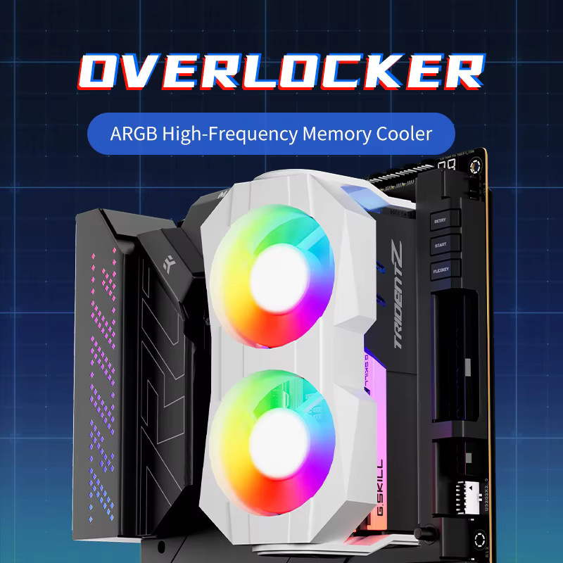 OUYUANSU CPU Cooler Speichermodul-Kühlkörper mit Lüfter und ARGB-Beleuchtung in Weiß - Bild 2