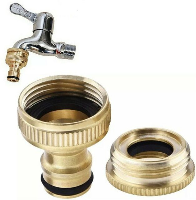 Messing Schnellanschluss Adapter für Gartenbewässerung und Wasserhahn in Gold - Bild 1