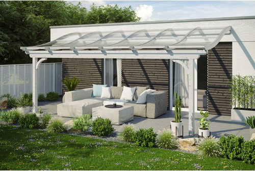 Skan Holz Terrassenüberdachung Verona aus Leimholz mit Polycarbonat-Dach in Weiß, B/T: 648 x 339 cm - Bild 1