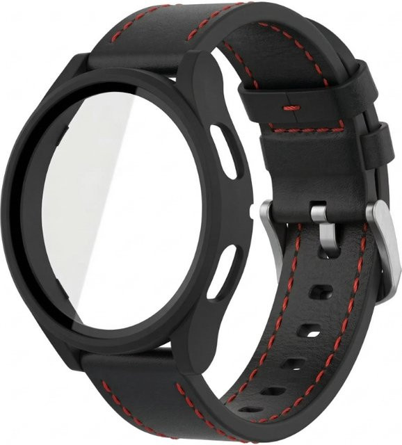 JBAILI Uhrenarmband Leder, Schwarz, Samsung Galaxy Watch Zubehör - Bild 1