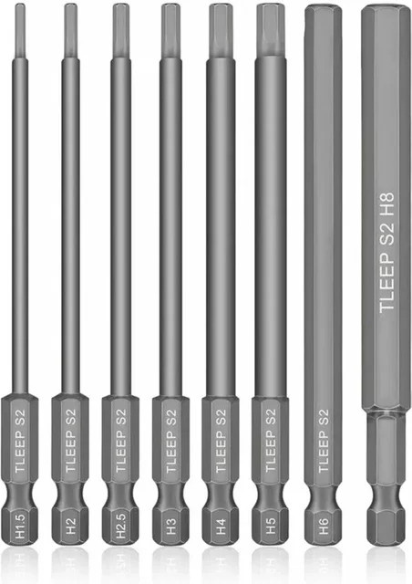 8-teiliges Sechskantschaft-Bohrer-Set in Silber mit magnetischen Schraubendreher-Bits und metrischem Schraubenschlüssel, Länge: 100 mm - Bild 1