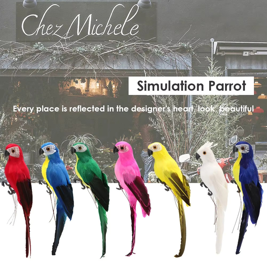 Shunmaii Handgemachte künstliche Papagei Imitation aus Schaum und Federn als Dekoration für Haus und Garten in Schwarz und Weiß - Bild 3