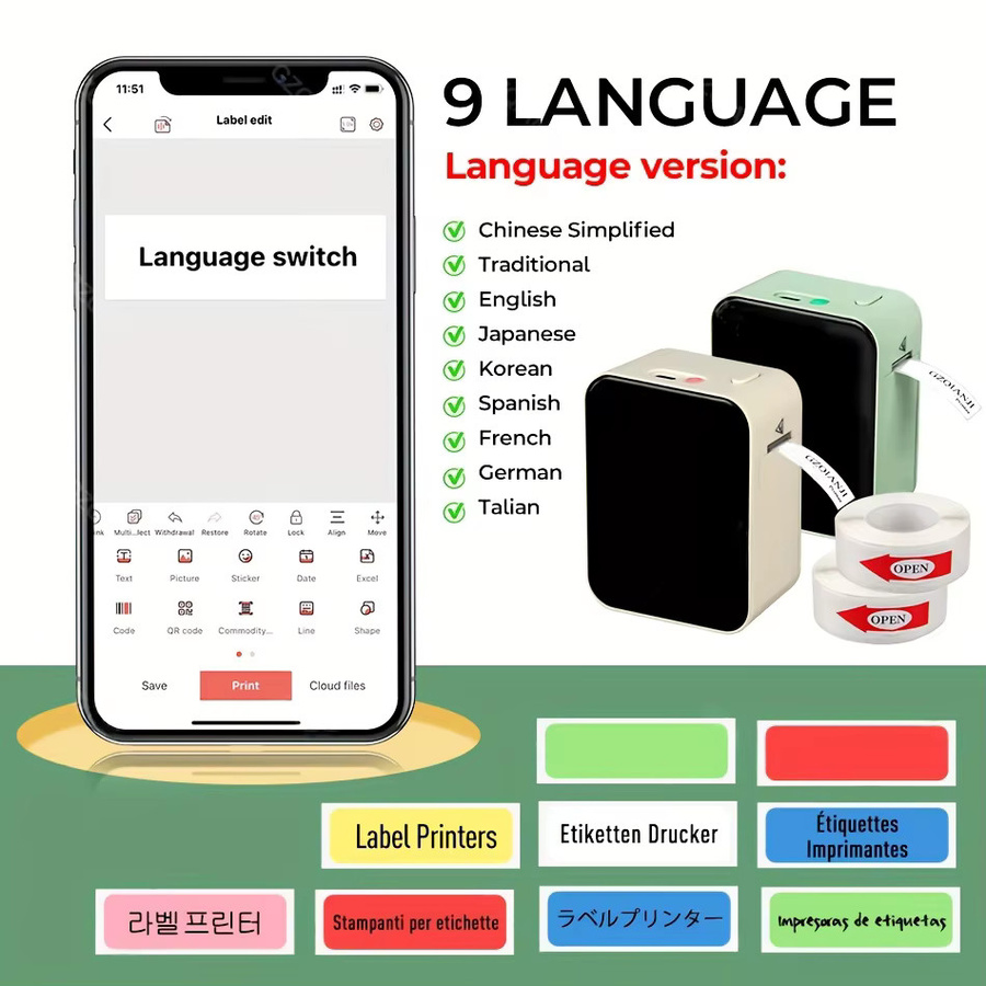 Marklife P15 Mini Thermo-Etikettendrucker, tragbarer kabelloser Bluetooth-Drucker für Büro, Küche und Schule - Bild 2