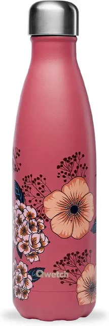 Isolierte Flasche Qwetch Originals Anemonen in Pink, 0,42 l - Bild 1