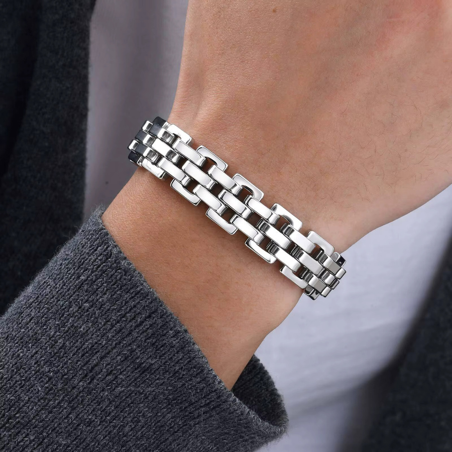 Vnox Uhrenarmband Edelstahl, Silber, Herren - Bild 1