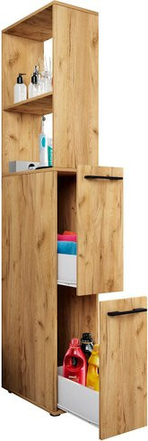 VCM Mehrzweckschrank Sadilo XL in Honig-Eiche mit zwei Schubladen, B/T/H: 25 x 50 x 183 cm - Bild 1