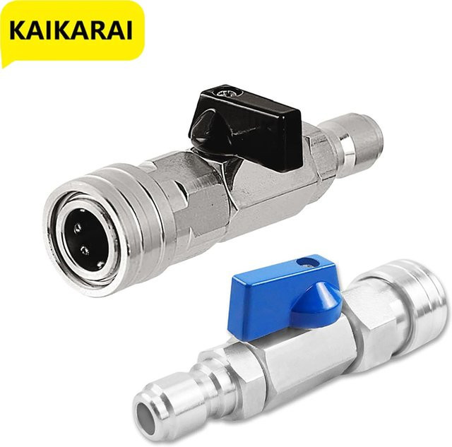 Kaikarai Hochdruckreiniger-Kugelhahn-Set mit 3/8 oder 1/4 Zoll Schnellanschluss zur Steuerung des Wasserdurchflusses in Silber - Bild 1